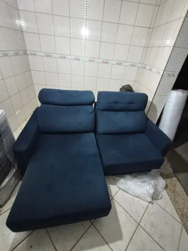 Sofa retrátil e reclinável 2 lugares | tecido suede Azul marinho