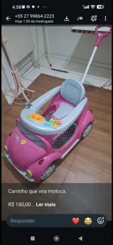 Carrinho 2 em 1 vira motoca