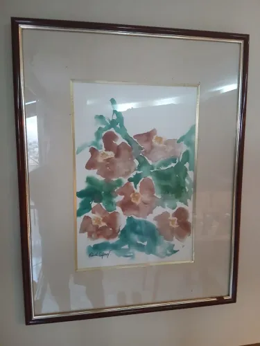 QUADRO AQUARELA ORIGINAL CAROL SÉRJOUR IMPONENTE 84X66 CM PERFEITO ESTADO