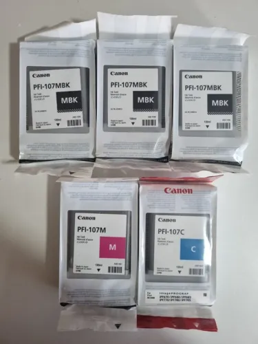 5 Cartuchos de tinta canon PFI por 650,00 