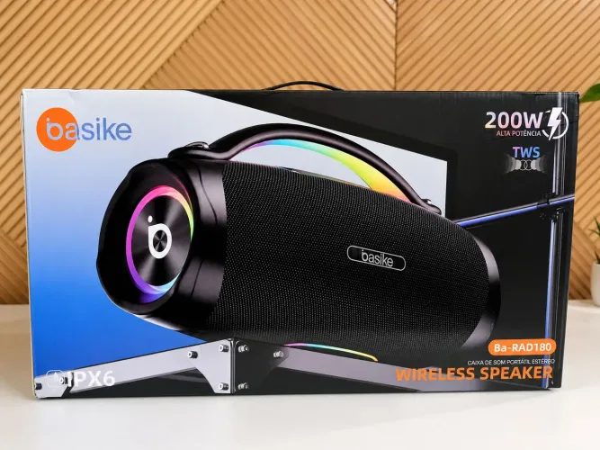 Caixa de Som Bluetooth Basike Ba-RAD180 - Potência, Grave e Conectividade TWS 200W!