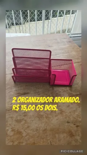 Kit 2 Organizadores de Mesa Aramados Rosa