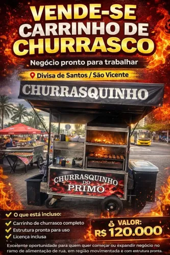 Carrinho de espetinho  com ponto na divisa ,no ponto das lotação e na calçada da praia 