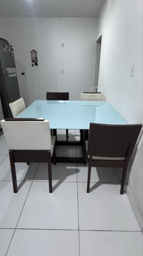 Mesa em vidro temperado 6 cadeiras