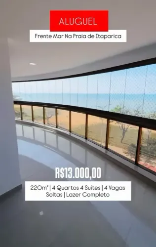 LINDO! FRENTE AO MAR DA PRAIA DE ITAPARICA! 4 QUARTOS, SENDO 4 SUÍTES, 4 VAGAS SOLTAS, LAZ
