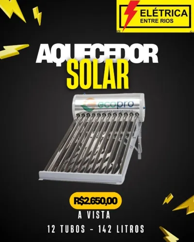 AQUECEDOR SOLAR 12 TUBOS (5 BANHOS) 142 LITROS