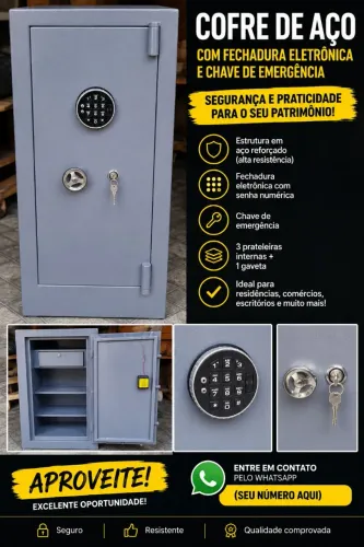 Cofre com Fechadura Eletrônica e Senha Digital - Proteja Dinheiro e Objetos de Valor