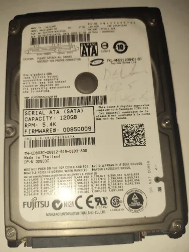 Hd Fujitsu 120 gb sata notebook