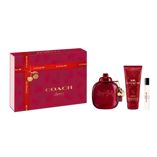 Kit perfume Coach Cherry 90ml + loção + travel spray 