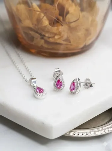 Prata 925 com garantia permanente, conjunto gota cravejada em corrente Cartier .
