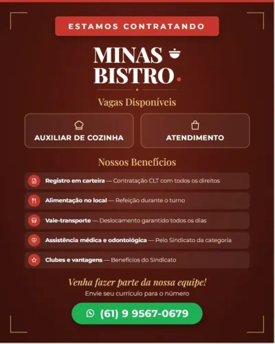 Auxiliar de Cozinha e Atendimento - Minas Bistrô
