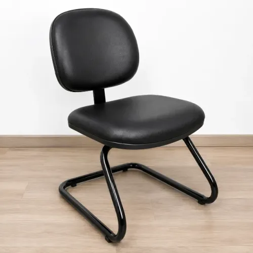 Cadeira Recepção Executiva Preta Base Contínua Design Ergonômico 31013