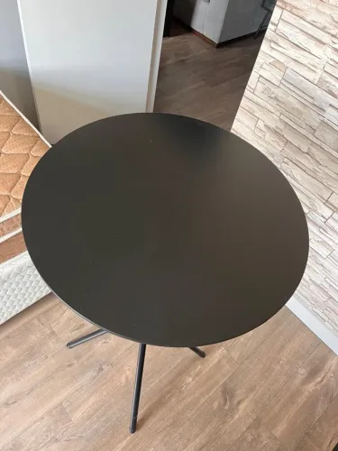 Mesa Bistrô Alta TMF Preto Tampo MDF 107cm Aço Bar Lanchonete