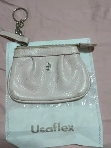 Porta moedas Usaflex de couro rosa