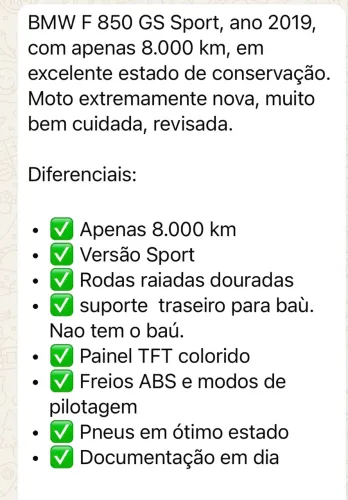 BMW F850 GS muito pouco rodada