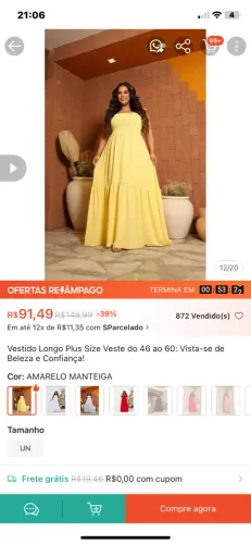 Vestido amarelo plus