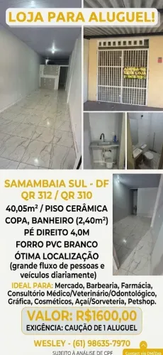 Loja Samambaia DF 40m² na QR 312/QR 310