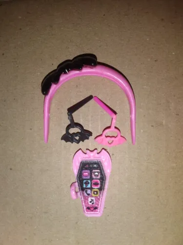 Acessórios Draculaura Monster High G3, Tiara, celular e brincos