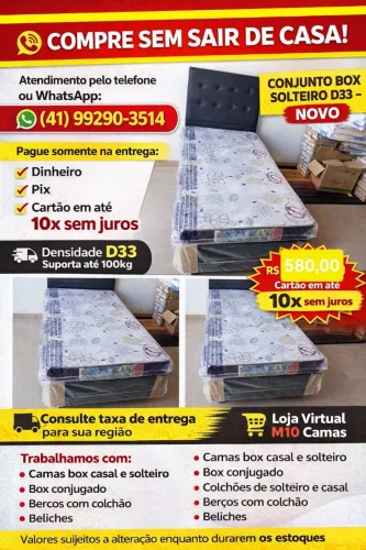 Cama box solteiro D33 14cm novo # 10x sem juros no cartão
