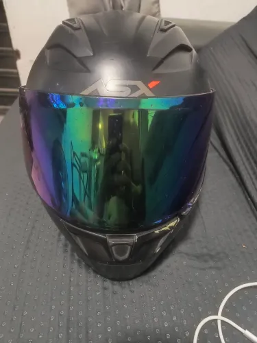 Capacete ASX preto fosco + viseira camaleão