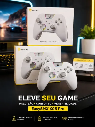 Controle Gamer X05 / X05 Pro Sem Fio RGB - TV, PC, Celular e Switch