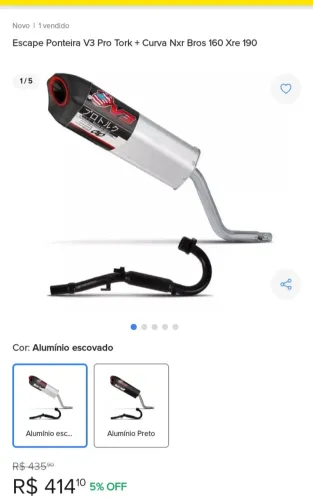 Escape ponteira v3 pro tork + curva nxr bros 160 / xre 190