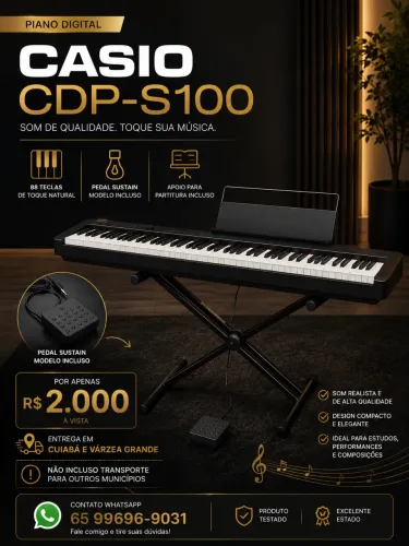 Piano Digital Casio CDP-S100 (com suporte e pedal)