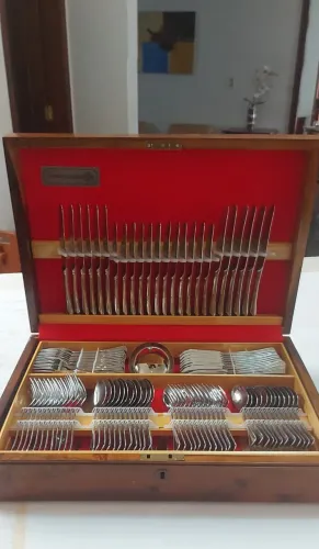 Faqueiro Inox Hercules 130 Peças - Estojo Madeira
