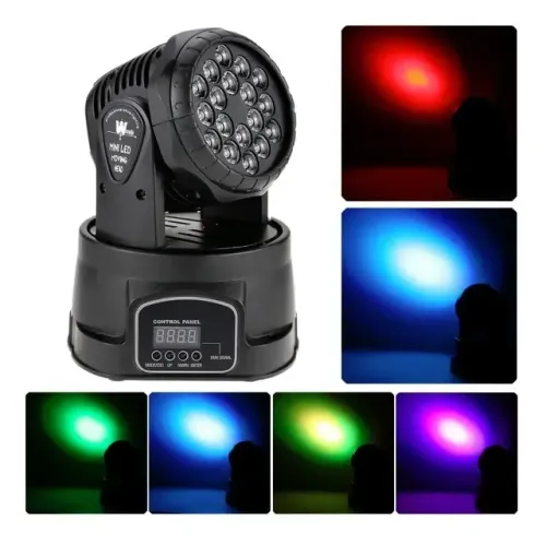Mini Moving Head Wash 18 Quadrileds Rgb Iluminação Dj