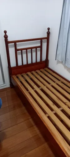Cama de Solteiro Vintage em Mogno Madeira Maciça