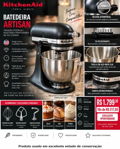BATEDEIRA KITCHENAID ARTISAN | PREÇO DE OPORTUNIDADE
