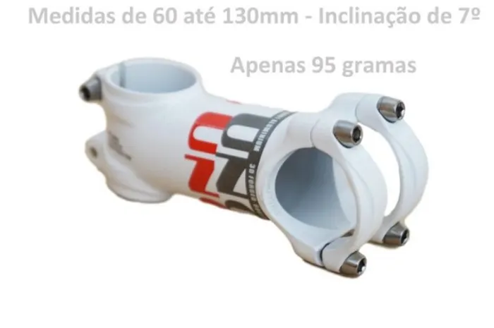 Mesa Avanço Bicicleta Uno AS025 31.8mm Branca Super Leve 95 gramas Várias Medidas 4331