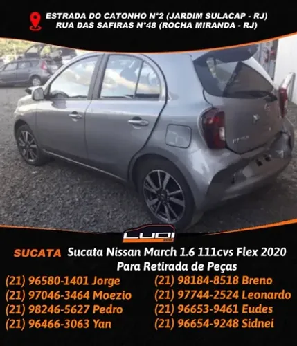 Sucata Nissan March 1.6 111cvs Flex 2020 Para Retirada de Peças