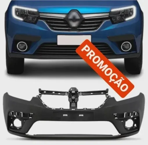 Parachoque Dianteiro Renault Sandero 2020 - Preto Liso - Furo Farol Auxiliar