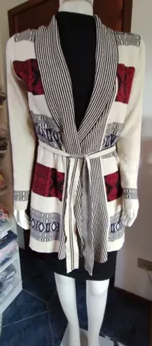 Cardigan Kimono G estampa étnica com cinto
