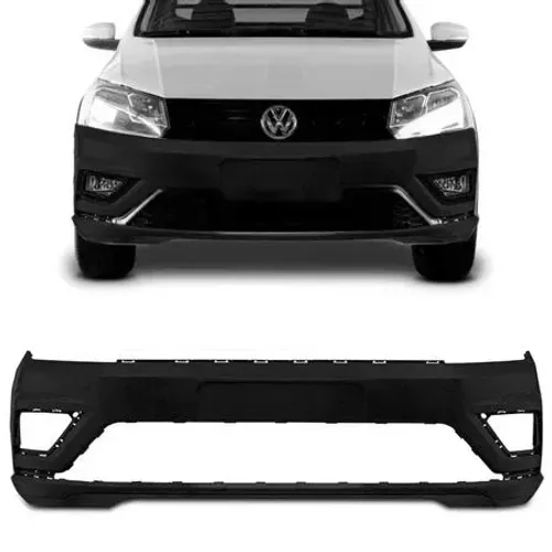 Parachoque Vw Saveiro G7 2017 - CD/CS - Preto Liso - Furo Farol Auxiliar / Moldura Lateral