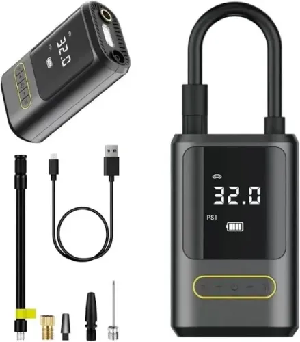 Calibrador Compressor Pneu De Carro Bike Moto Eletrica Portátil Recarregável power bank