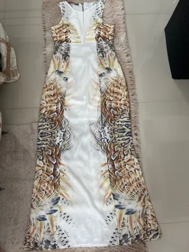 Vestido Longo seda Floral , da grife luxo- Tamanho P