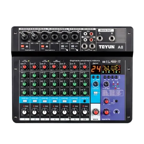 Mesa de Som Analógica e Digital Teyun A8 Usb/MP3/Bluetooth - MS0086