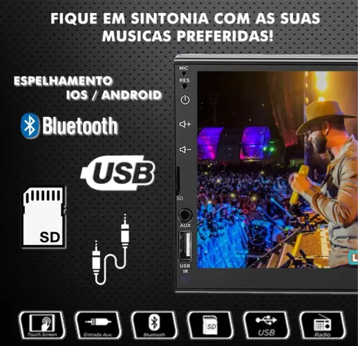 LOJA DE SOM AUTOMOTIVO: Multimídia Espelhamento iOS Android MP5 Bluetooth USB ##