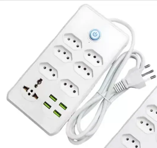 Extensão Elétrica 7 Tomadas Régua Bivolt C/ 4 Usb Botão Lig/deliga Cabo com 2m z868