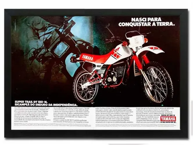 Yamaha DT 180 N 1985 - Quadro decorativo com propaganda original de revista de época