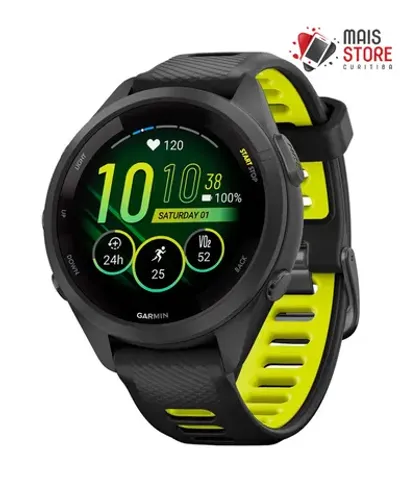 Relógio Garmin Forerunner 265S Music- Black/Amp Yellow 010-02810-03 (Novo/Lacrado)