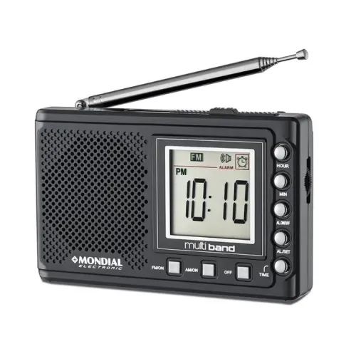 Radio bivolt 9 faixas relogio despertador
