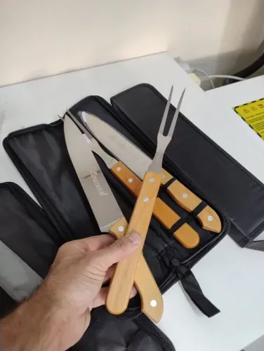 Kit churrasco com gravação laser , faca e garfo
