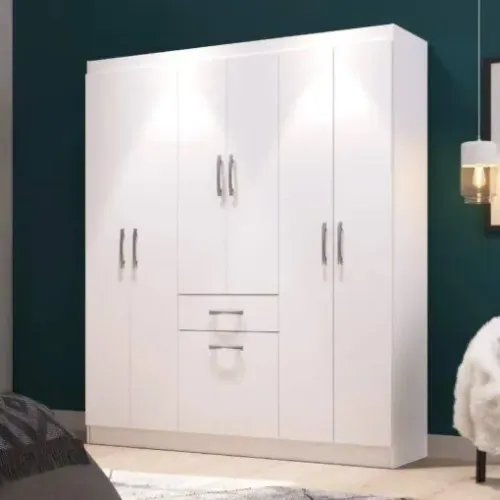 Guarda-Roupa Branco 6 Portas com 2 Gavetas cod: 5805 