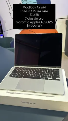 Macbook Air M4 / Silver / 256GB 16RAM / 7 dia de uso / Garantia Apple 07/26 /R$ 5.999,00