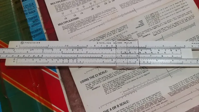 Régua de cálculok Sterling Slide Rule, made in USA, 28 cm, instrução, leia!
