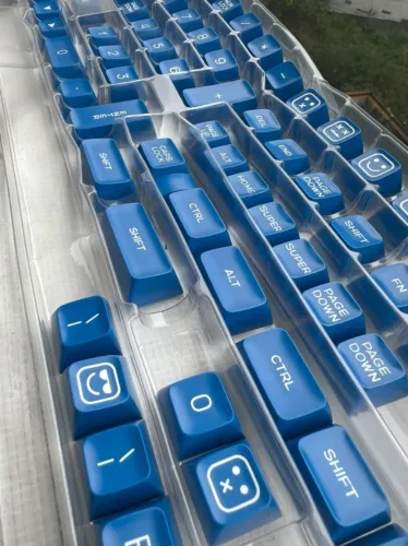 Conjunto de Keycaps Azul - PBT, Perfil OEM, Compatível com Teclados Mecânicos