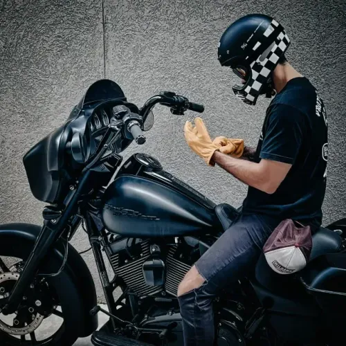 Luva Couro Moto Custom Old School Vintage Harley Davidson